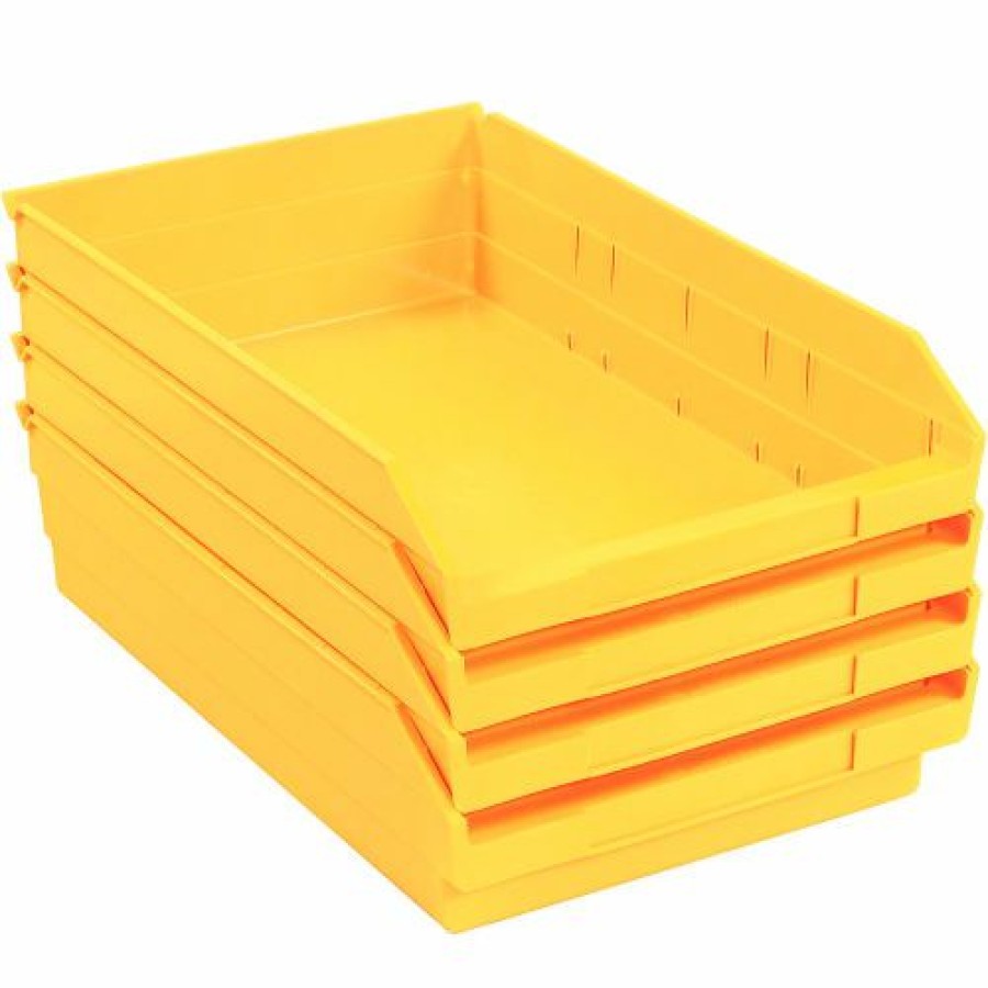 Containers & Organizers * | Global Industrial Plastic Nesting Storage Shelf Bin 11-1/8"W X 17-7/8"D X 4"H Yellow Pkg Qty 12