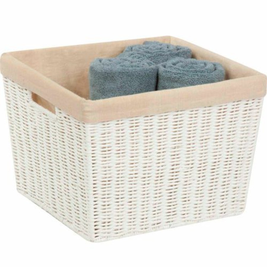 Containers & Organizers * | Honey-Can-Do Paper Rope Basket With Liner White 15"L X 13"W X 10"H Pkg Qty 2