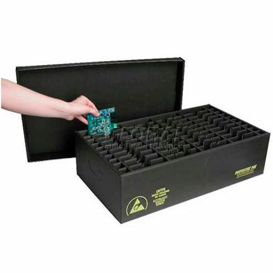 Containers & Organizers * | Protektive Pak 37248 Esd In-Plant Handle Container Fixed Dividers & Lid Cell Size 8-3/4 4-5/8 2-3/8 Pkg Qty 5