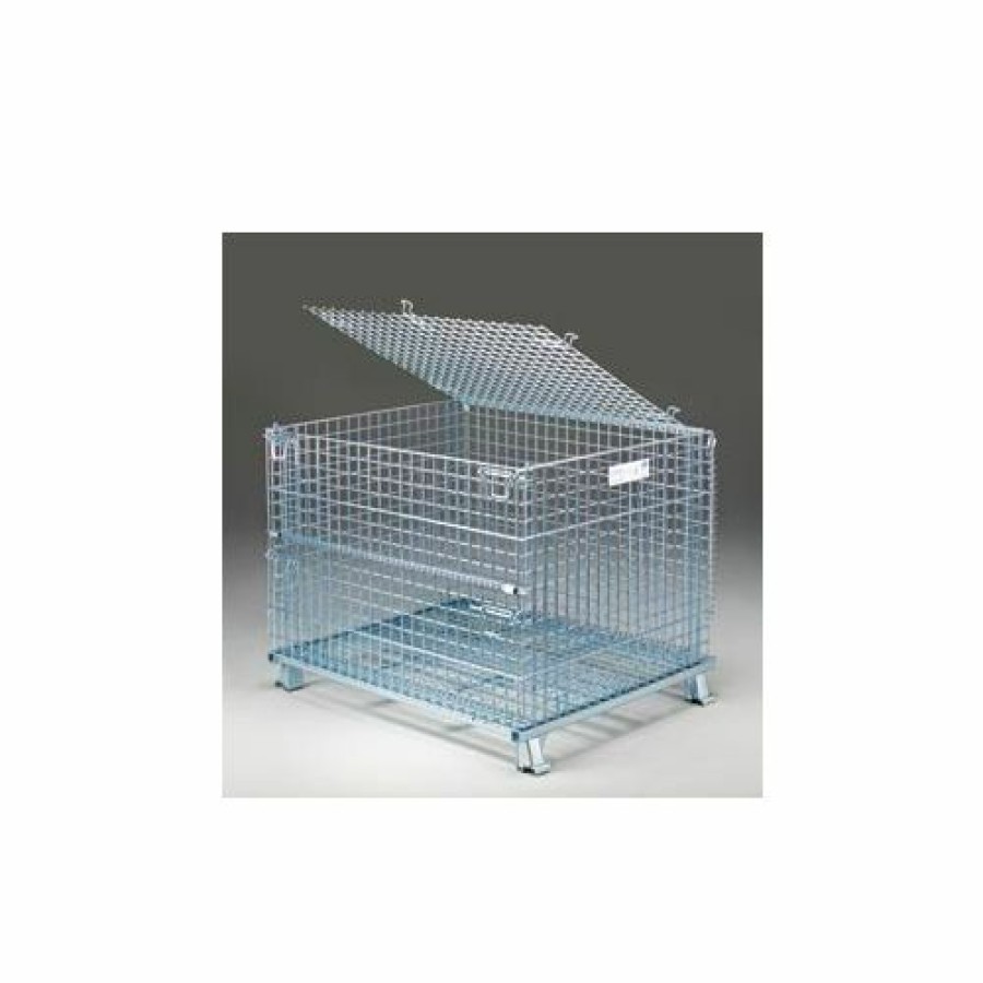 Containers & Organizers * | Nashville Wire Products Folding Wire Container Gc404824S4L 48X40X30-1/2 3000-4000 Lb. Cap With Lid