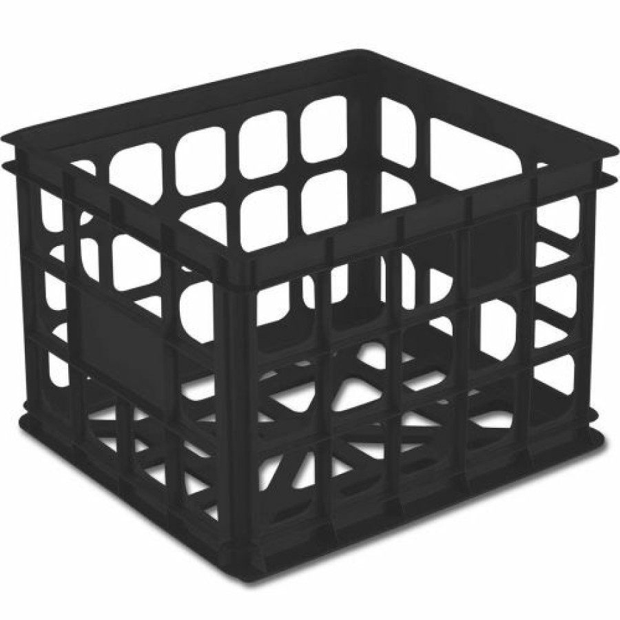 Containers & Organizers * | Sterilite Storage Crate 16929006 Black 15-1/4"L X 13-3/4"W X 10-1/2"H Pkg Qty 6