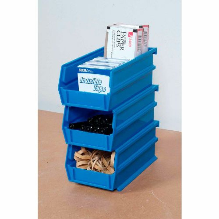 Containers & Organizers * | Locbin 4-1/8"L X 5-3/8"W X 3"H Blue Stacking, Hanging, Interlocking Polypropylene Bins, 6 Ct