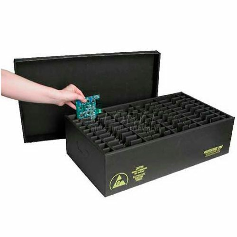 Containers & Organizers * | Protektive Pak 37364 Esd In-Plant Handle Container W/Fixed Dividers & Lid Cell Size 12 8-1/8 1 Pkg Qty 5