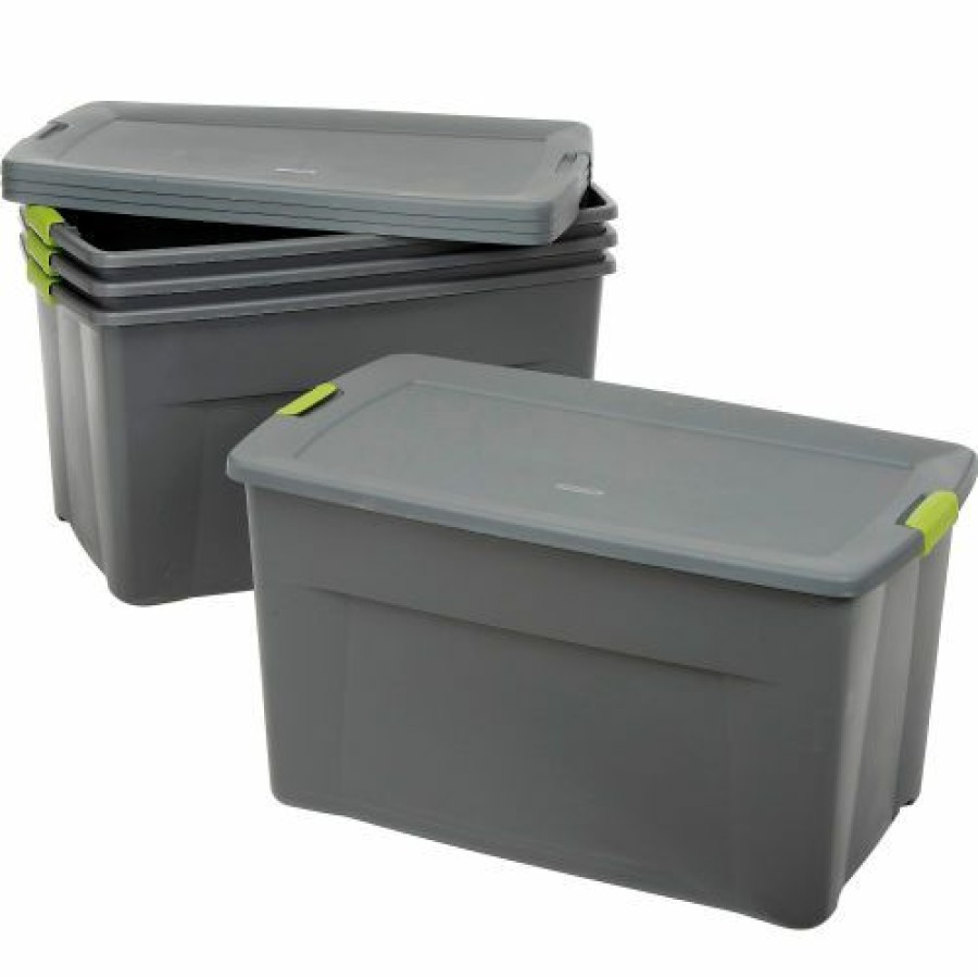 Containers & Organizers * | Sterilite 19483V04 Industry Wheeled Storage Tote With Latch 45 Gallon 36-1/2 X 21 X 19-1/2 Flat Gray Pkg Qty 4