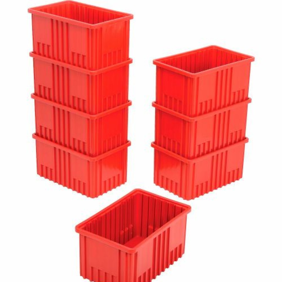 Containers & Organizers * | Global Industrial Plastic Dividable Grid Container Dg92080,16-1/2"L X 10-7/8"W X 8"H, Red Pkg Qty 8