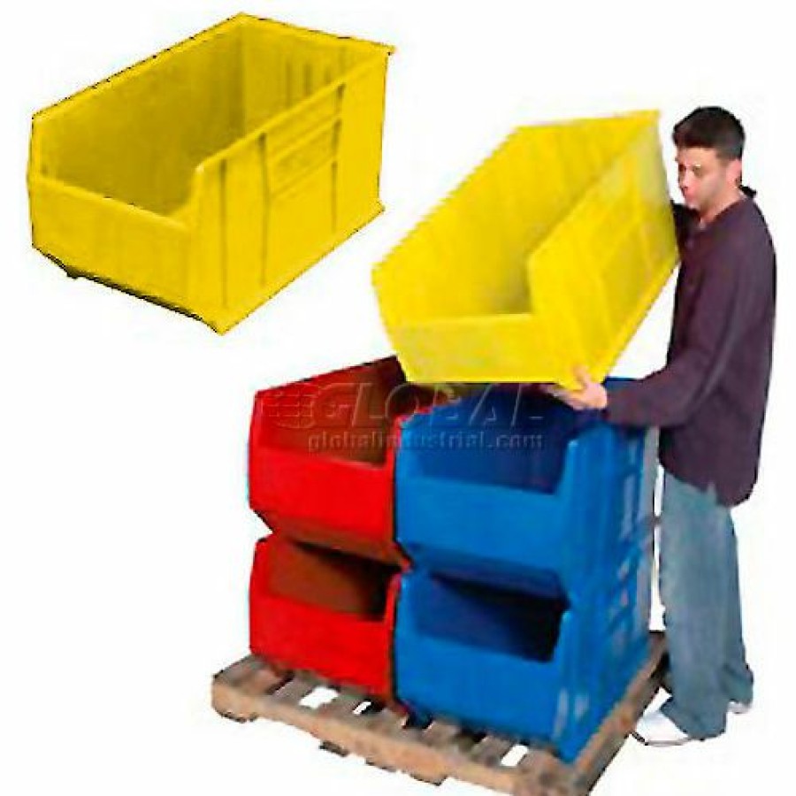 Containers & Organizers * | Quantum Storage Systems Quantum Plastic Hulk Stacking Bin, 23-7/8"W X 36"D X 17-1/2"H, Yellow