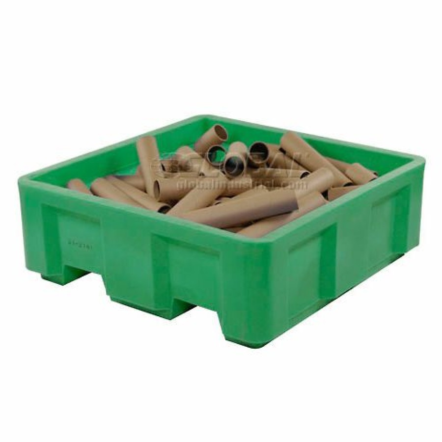 Containers & Organizers * | Dandux Forkliftable Single Wall Skid Bulk Container 51-2141Green 48" X 48" X 17-1/2", Green