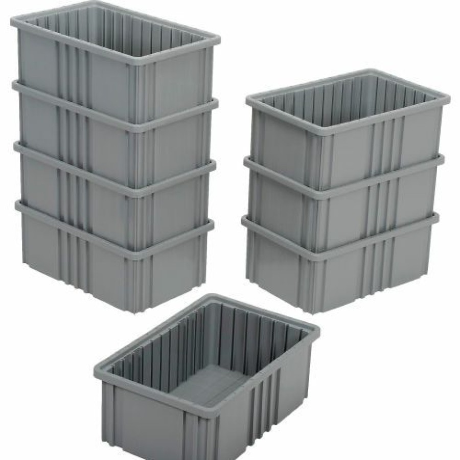 Containers & Organizers * | Global Industrial Plastic Dividable Grid Container Dg92060,16-1/2"L X 10-7/8"W X 6"H, Gray Pkg Qty 8