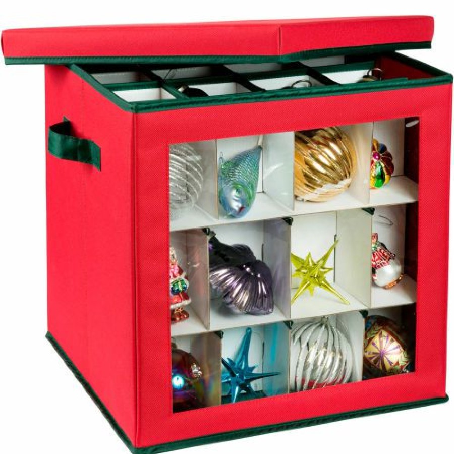 Containers & Organizers * | Honey-Can-Do Adjustable Ornament Storage, 48 Item Capacity Red