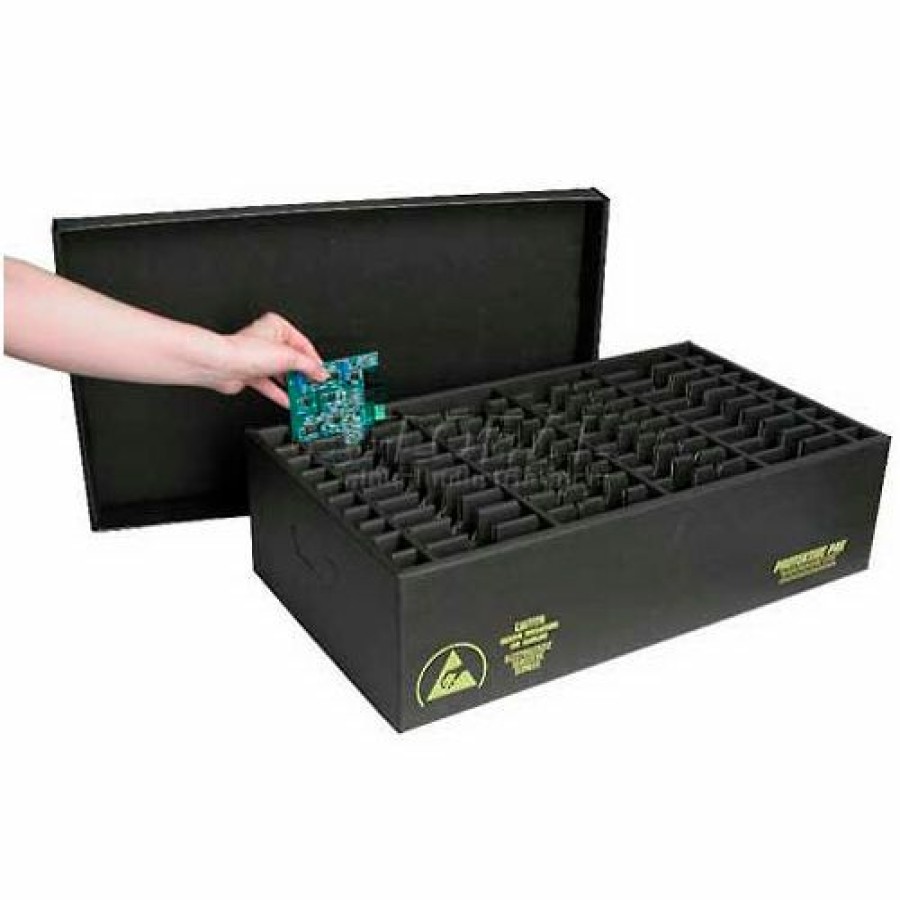 Containers & Organizers * | Protektive Pak 37335 Esd In-Plant Handle Container W/Fixed Dividers & Lid Cell Size 10 6-1/4 1-5/8 Pkg Qty 5