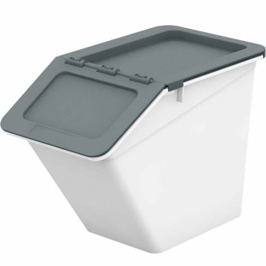 Containers & Organizers * | Shuter Stack & Nest Storage Bin 1010110 White With Gray Lid 8-7/8"L X 16-1/8"W X 11-1/4"H