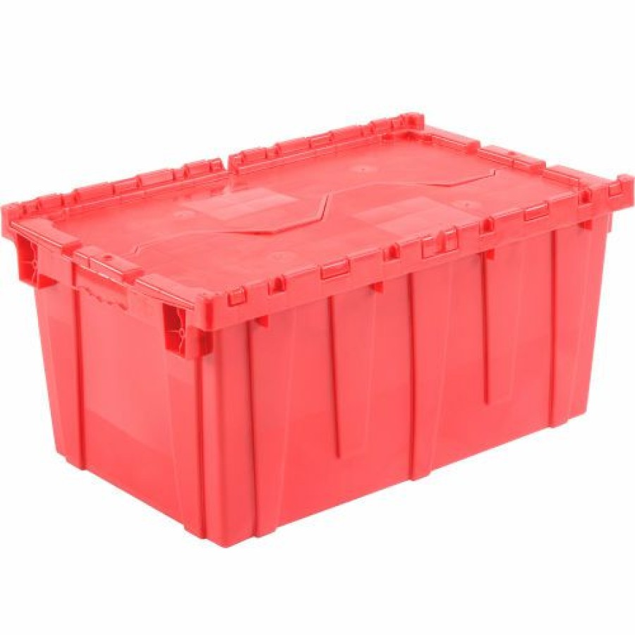 Containers & Organizers * | Attached Lid Shipping Container 27-3/16 X 16-5/8 X 12-1/2 Red With Dolly Combo