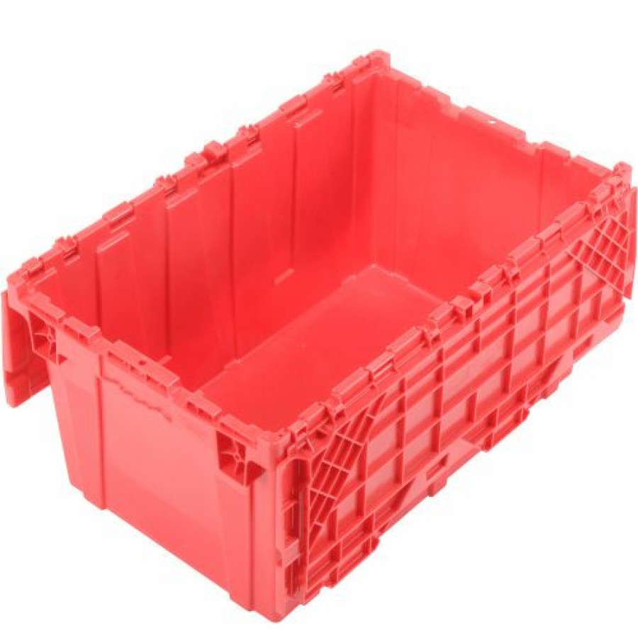 Containers & Organizers * | Attached Lid Shipping Container 27-3/16 X 16-5/8 X 12-1/2 Red With Dolly Combo