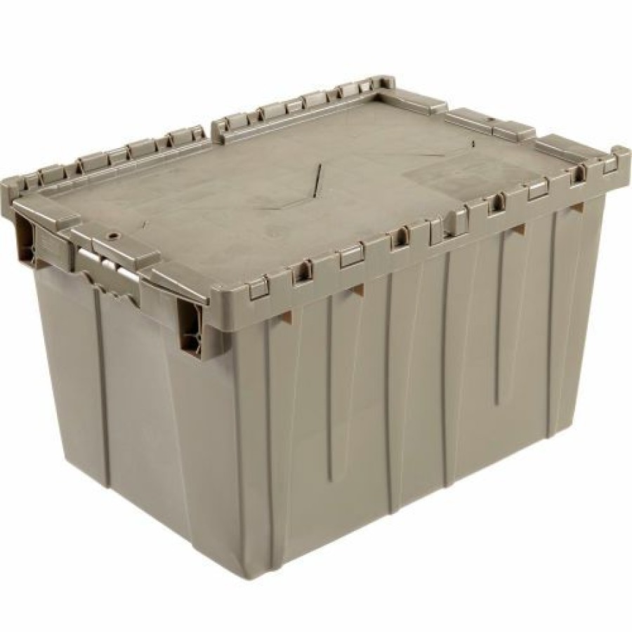 Containers & Organizers * | Global Industrial Plastic Shipping/Storage Tote W/Attached Lid, 23-3/4"X19-1/4"X12-1/2", Gray