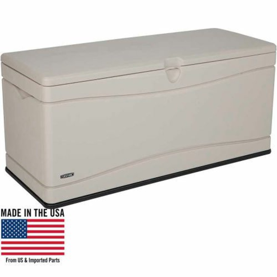 Containers & Organizers * | Lifetime 60040 Outdoor Deck Storage Bench Box 130 Gallon, Sand W/Black Bottom