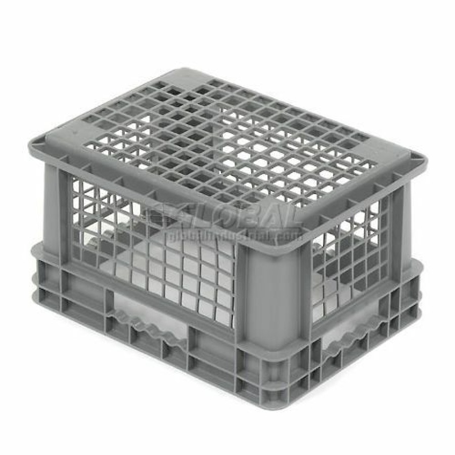 Containers & Organizers * | Global Industrial Mesh Straight Wall Container, 15-3/4"Lx11-3/4"Wx8-1/4"H, Gray Pkg Qty 12