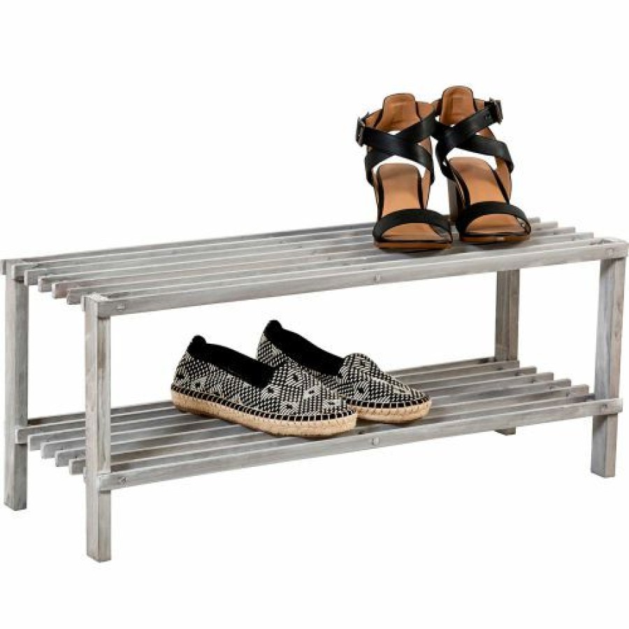 Containers & Organizers * | Honey-Can-Do 2-Tier Shoe Rack Gray