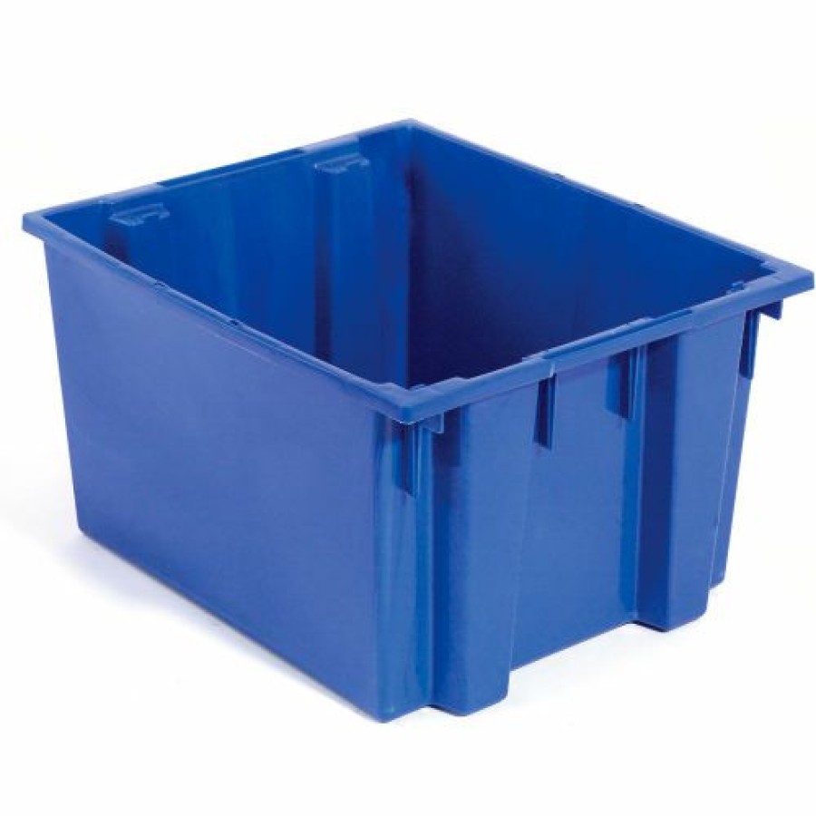 Containers & Organizers * | Akro-Mils Nest & Stack Tote 35300 29-1/2"L X 19-1/2"W X15"H, Blue Pkg Qty 3