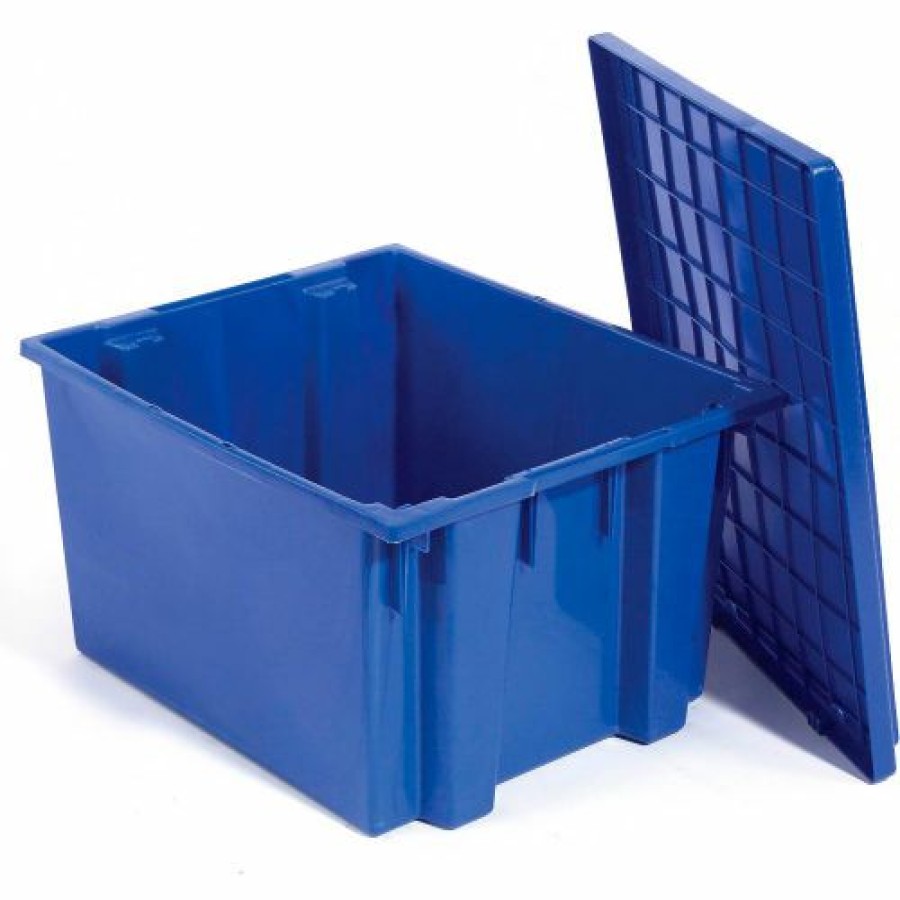 Containers & Organizers * | Akro-Mils Nest & Stack Tote 35300 29-1/2"L X 19-1/2"W X15"H, Blue Pkg Qty 3