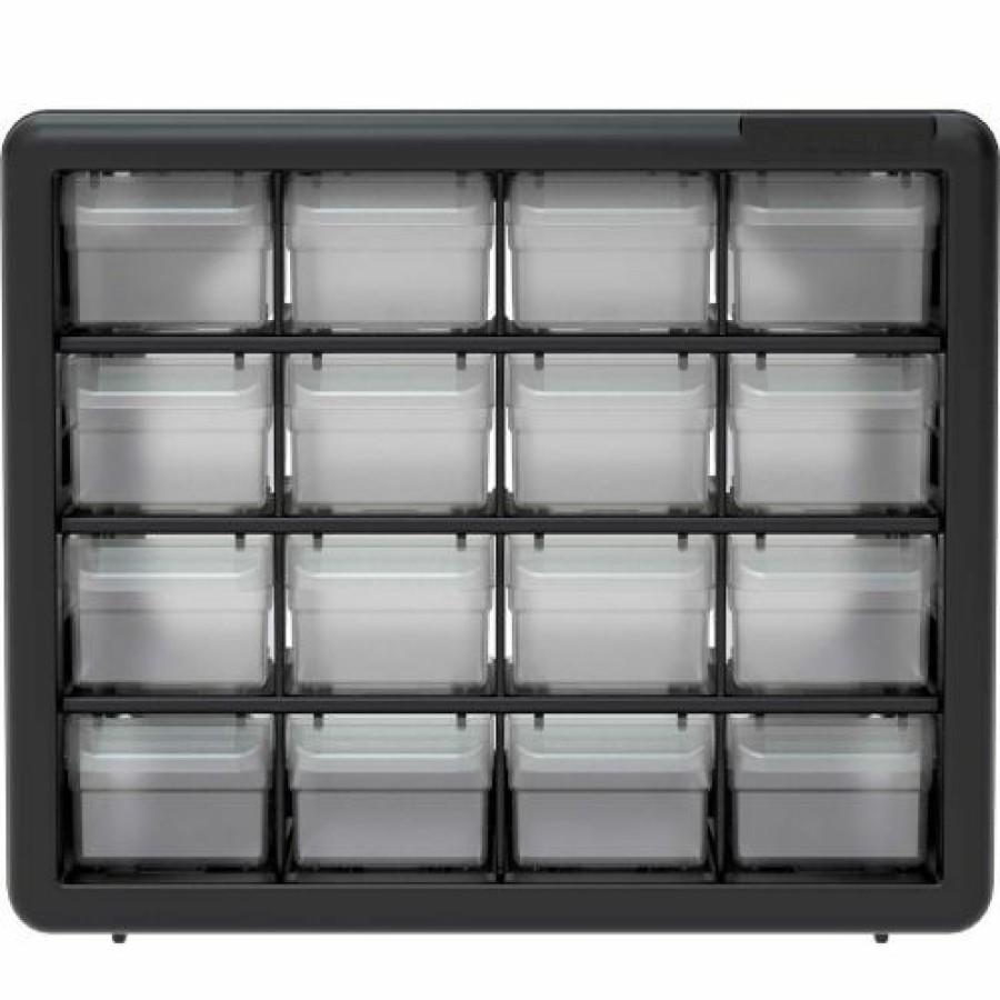 Containers & Organizers * | Akro-Mils Plastic Drawer Parts Cabinet 10116 10-1/2"W X 6-3/8"D X 8-1/2"H, Black, 16 Drawers