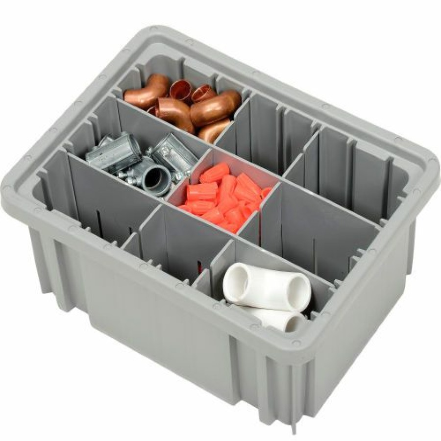 Containers & Organizers * | Global Industrial Plastic Dividable Grid Container Dg91050,10-7/8"L X 8-1/4"W X 5"H, Gray Pkg Qty 20