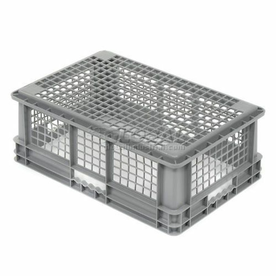 Containers & Organizers * | Global Industrial Mesh Straight Wall Container, 23-3/4"Lx15-3/4"Wx8-1/4"H, Gray Pkg Qty 4