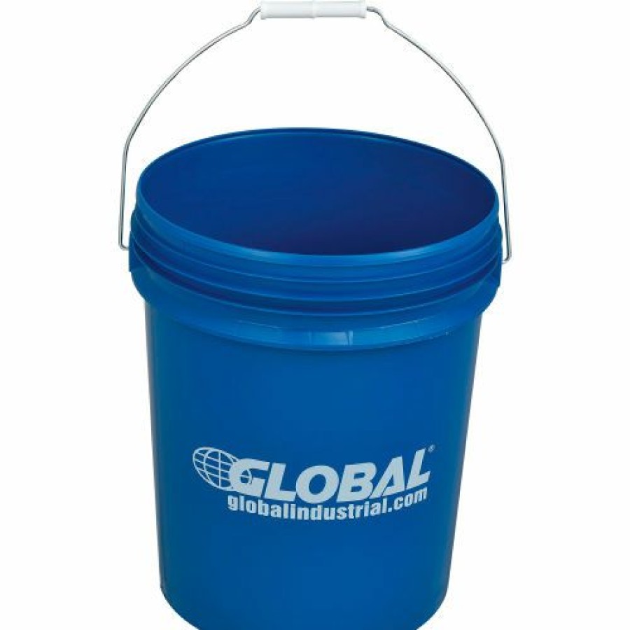 Containers & Organizers * | Global Industrial 5 Gallon Open Head Plastic Pail With Steel Handle Blue