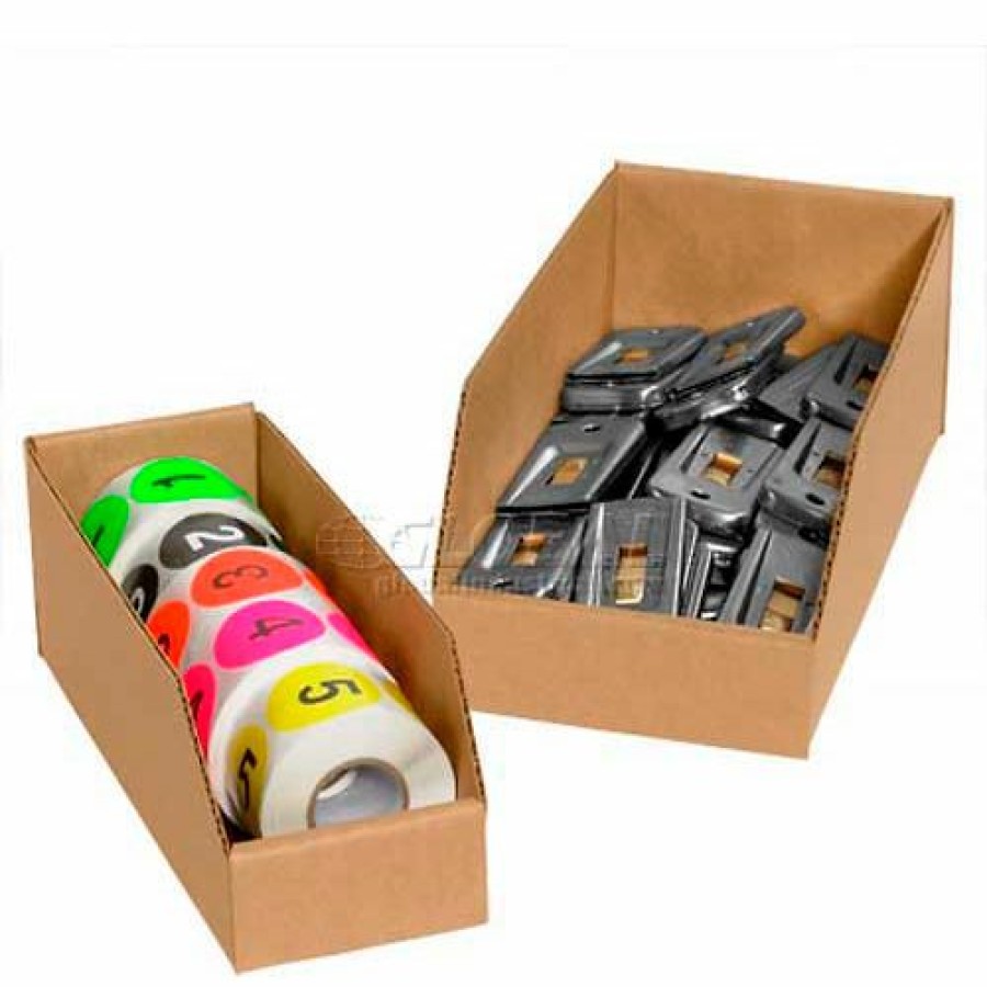 Containers & Organizers * | 8" X 12" X 4-1/2" Kraft Corrugated Open Top Bin Boxes Pkg Qty 50