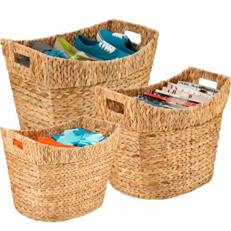 Containers & Organizers * | Honey-Can-Do 3-Piece Tall Water Hyacinth Baskets Natural