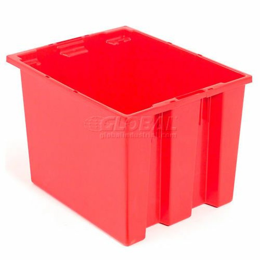 Containers & Organizers * | Global Industrial Stack And Nest Storage Container Snt240 No Lid 23-1/2 X 15-1/2 X 12, Red Pkg Qty 3