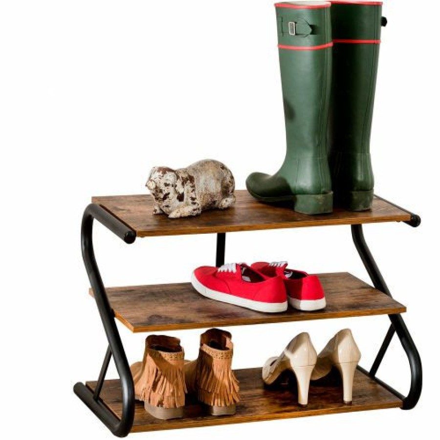 Containers & Organizers * | Honey-Can-Do Rustic Z-Frame Shoe Rack Black