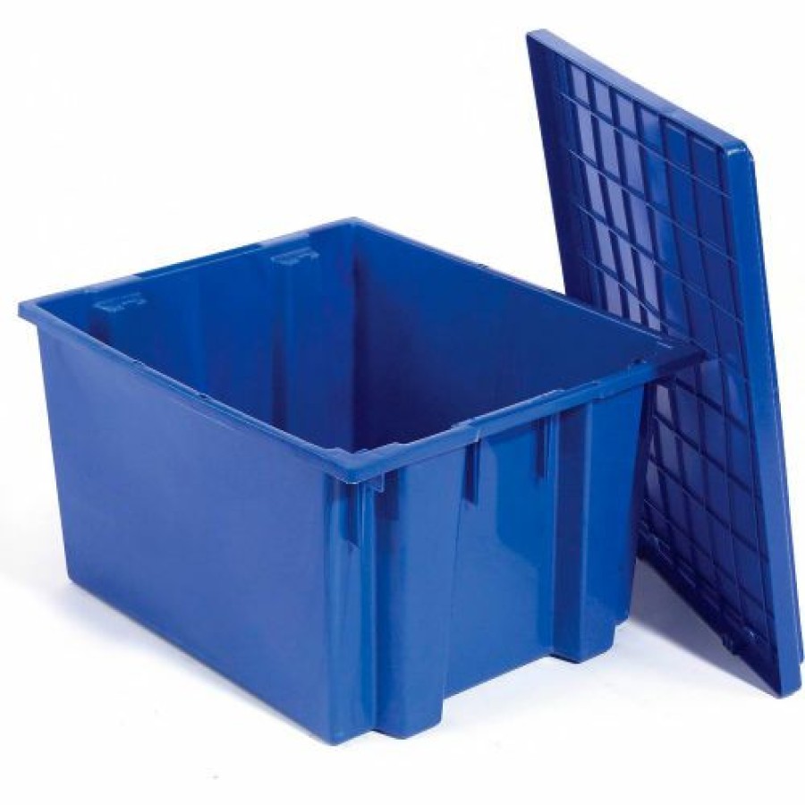 Containers & Organizers * | Global Industrial Stack And Nest Storage Container Snt300 No Lid 29-1/2 X 19-1/2 X 15, Blue Pkg Qty 3