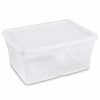 Containers & Organizers * | Sterilite 16 Quart 16448012 Clear Storage Tote With White Lid 16-3/4" X 11-7/8" X 7" Pkg Qty 12