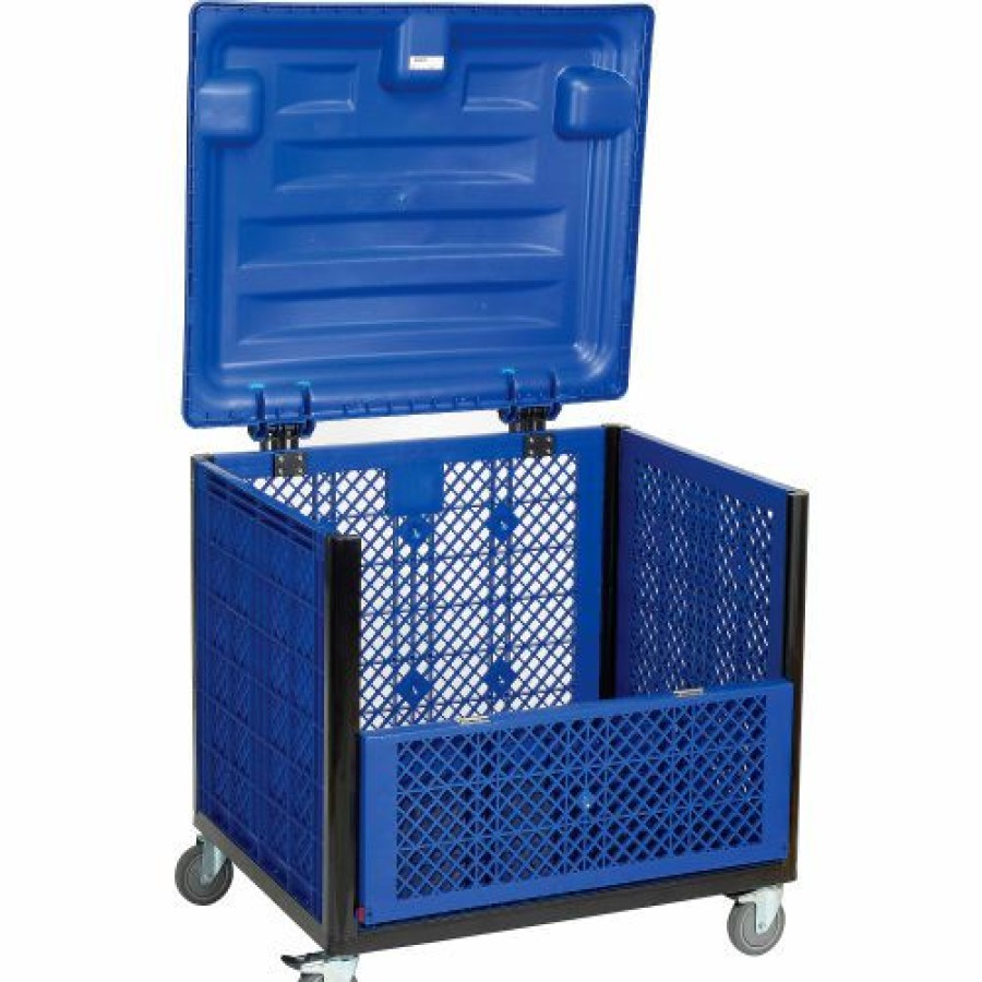 Containers & Organizers * | Global Industrial Easy Assembly Vented Wall Container-Drop Gate/Lid/Caster 39-1/4 31-1/2 34 Oh