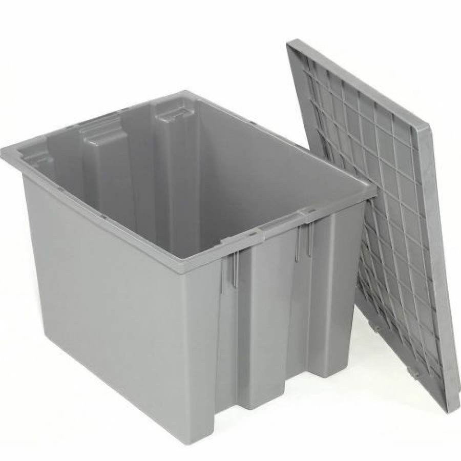 Containers & Organizers * | Global Industrial Stack And Nest Storage Container Snt195 No Lid 19-1/2 X 15-1/2 X 13, Gray Pkg Qty 6