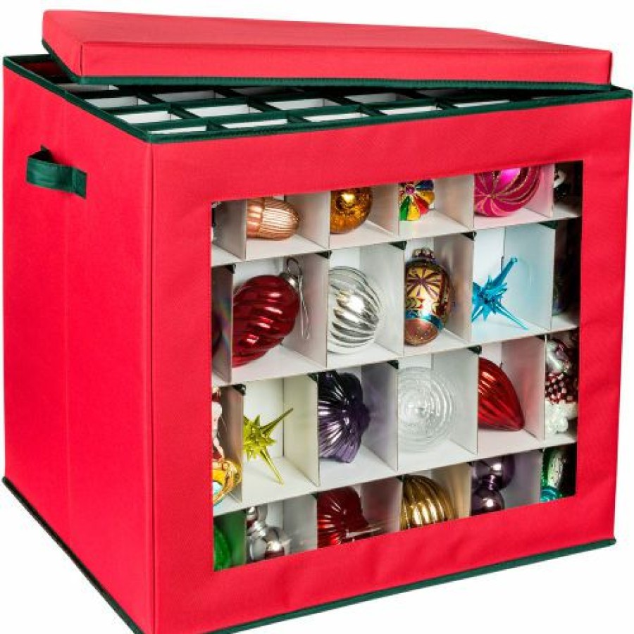 Containers & Organizers * | Honey-Can-Do Adjustable Ornament Storage, 120 Item Capacity Red