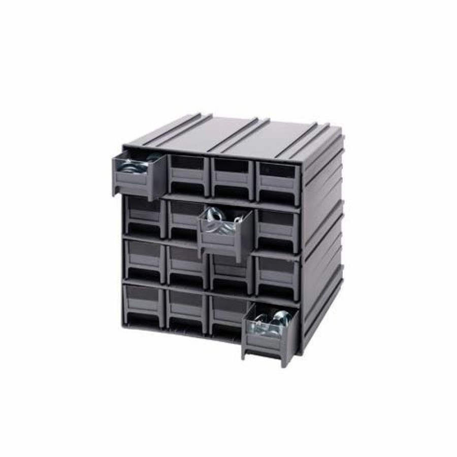 Containers & Organizers * | Quantum Storage Systems Quantum Interlocking Storage Cabinet Qic-161 11-3/4"Wx11-3/8"Dx11"H 16 Gray Drawers