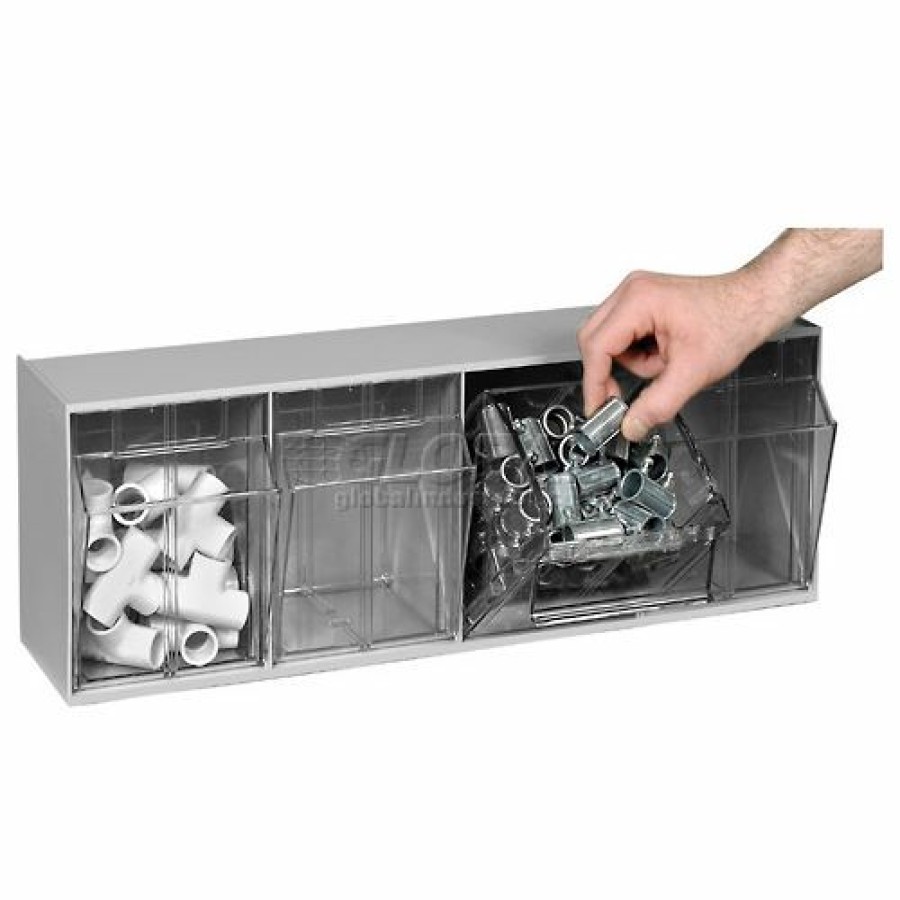 Containers & Organizers * | Quantum Storage Systems Quantum Tip Out Storage Bin Qtb304 4 Compartments Gray