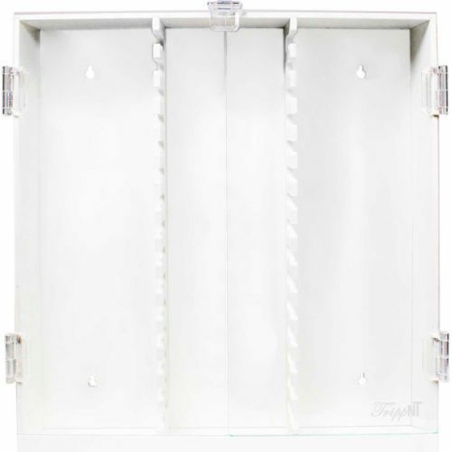 Containers & Organizers * | Trippnt White Pvc Lockable 30 Column Hplc Storage Cabinet With Clear Doors, 16"W X 3"D X 17"H