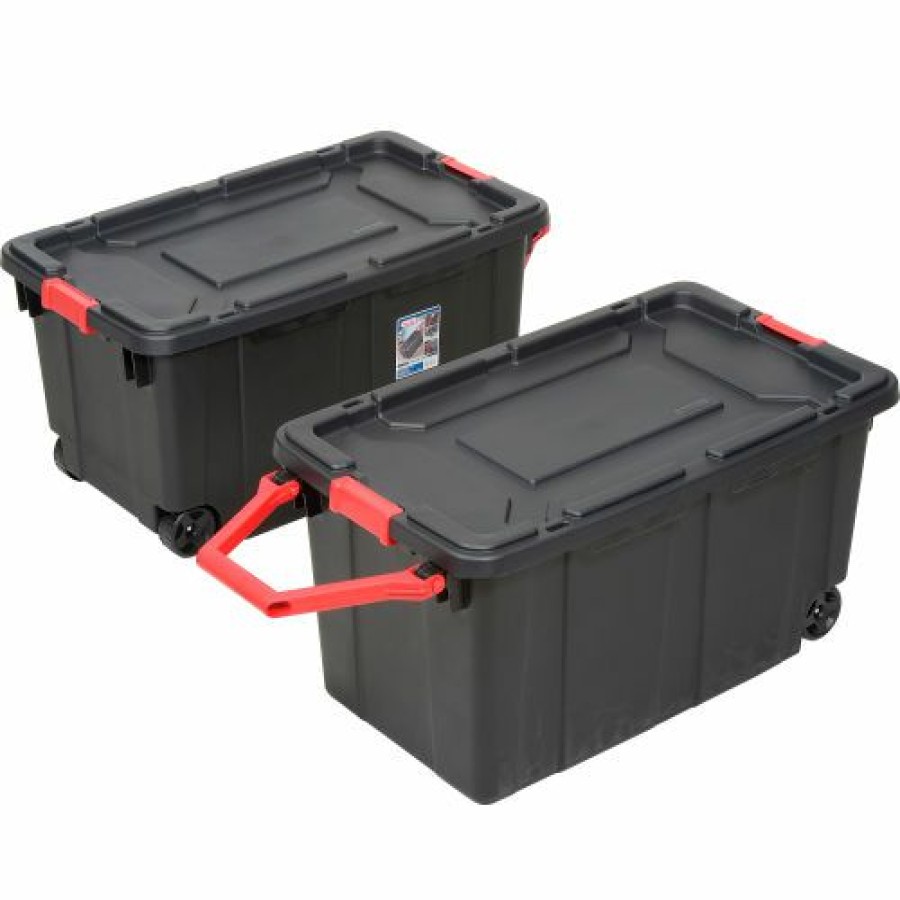 Containers & Organizers * | Sterilite Wheeled Industrial Tote Black/Racer Red 40 Gallon 36-3/4"L X 21-3/8"W X 18"H Pkg Qty 2