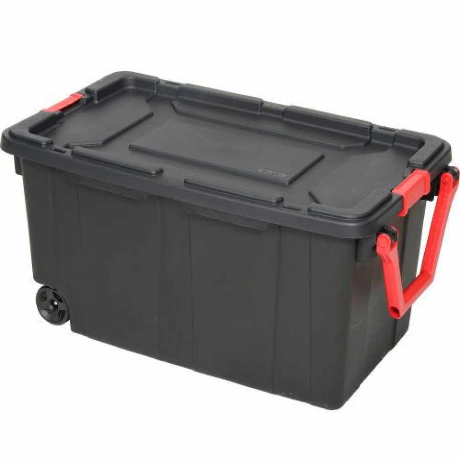 Containers & Organizers * | Sterilite Wheeled Industrial Tote Black/Racer Red 40 Gallon 36-3/4"L X 21-3/8"W X 18"H Pkg Qty 2