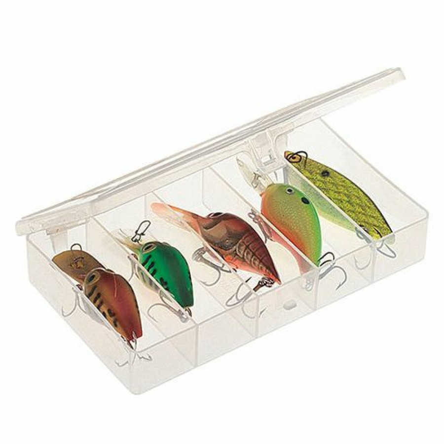 Containers & Organizers * | Plano Molding Plano Stowaway 5 Fixed Compartment Box 344985, 6-1/2"L X 3-3/4"W X 1-1/8"H, Clear Pkg Qty 6