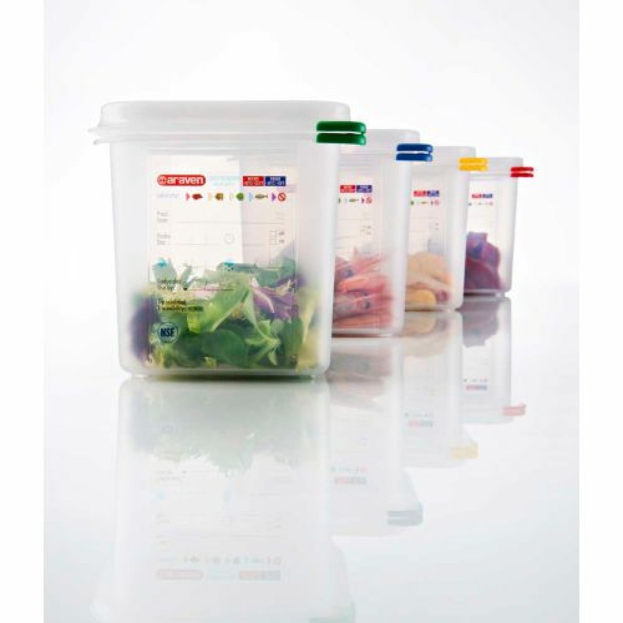 Containers & Organizers * | Araven 03023 Food Container, Airtight, W/Lid, Pp, 1.2 Qt., 1/6 Size, Colorclip , Transparent Pkg Qty 6