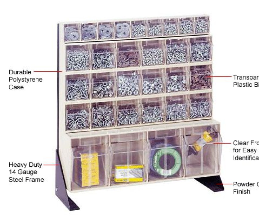 Containers & Organizers * | Quantum Storage Systems Quantum Tip Out Bin Floor Stand Qfs124-31- Single Sided 24" H Ivory