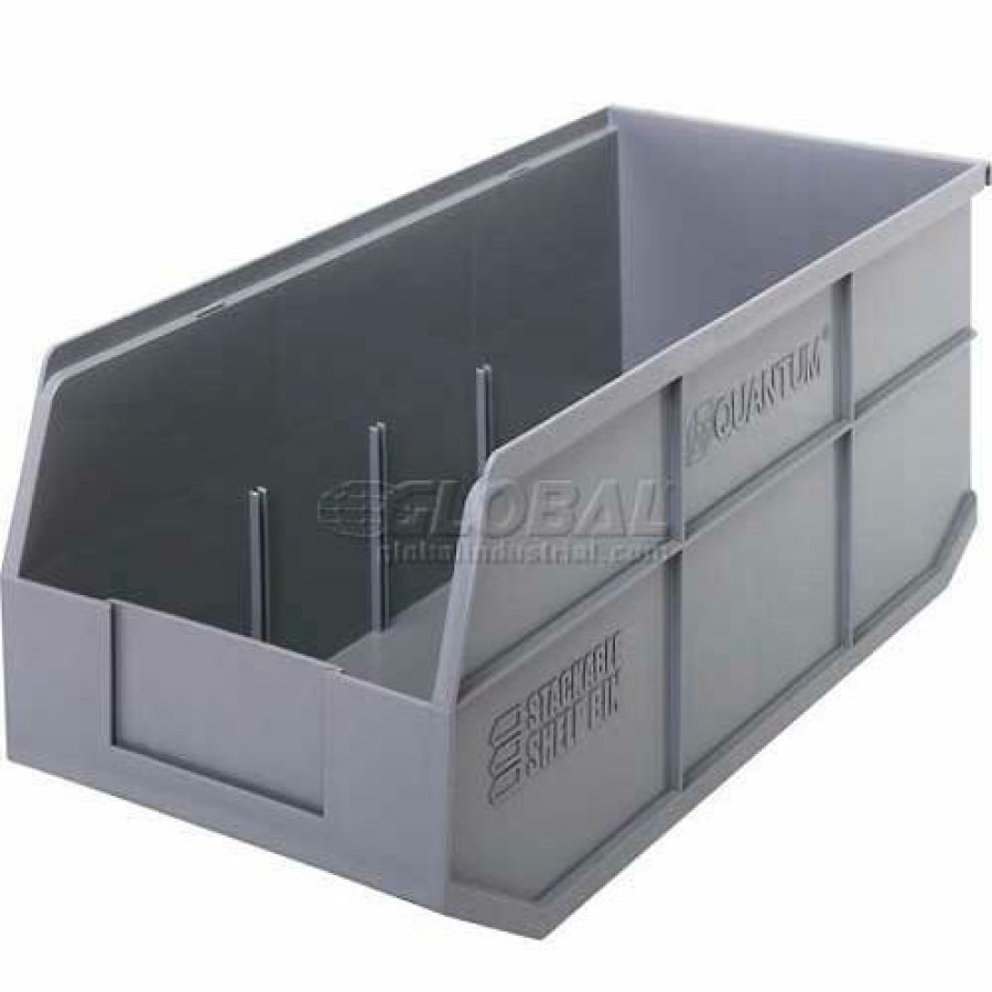 Containers & Organizers * | Quantum Storage Systems Quantum Plastic Stacking And Hanging Shelf Bin Ssb463 8-1/4"W X 18"D X 7"H, Gray Pkg Qty 6