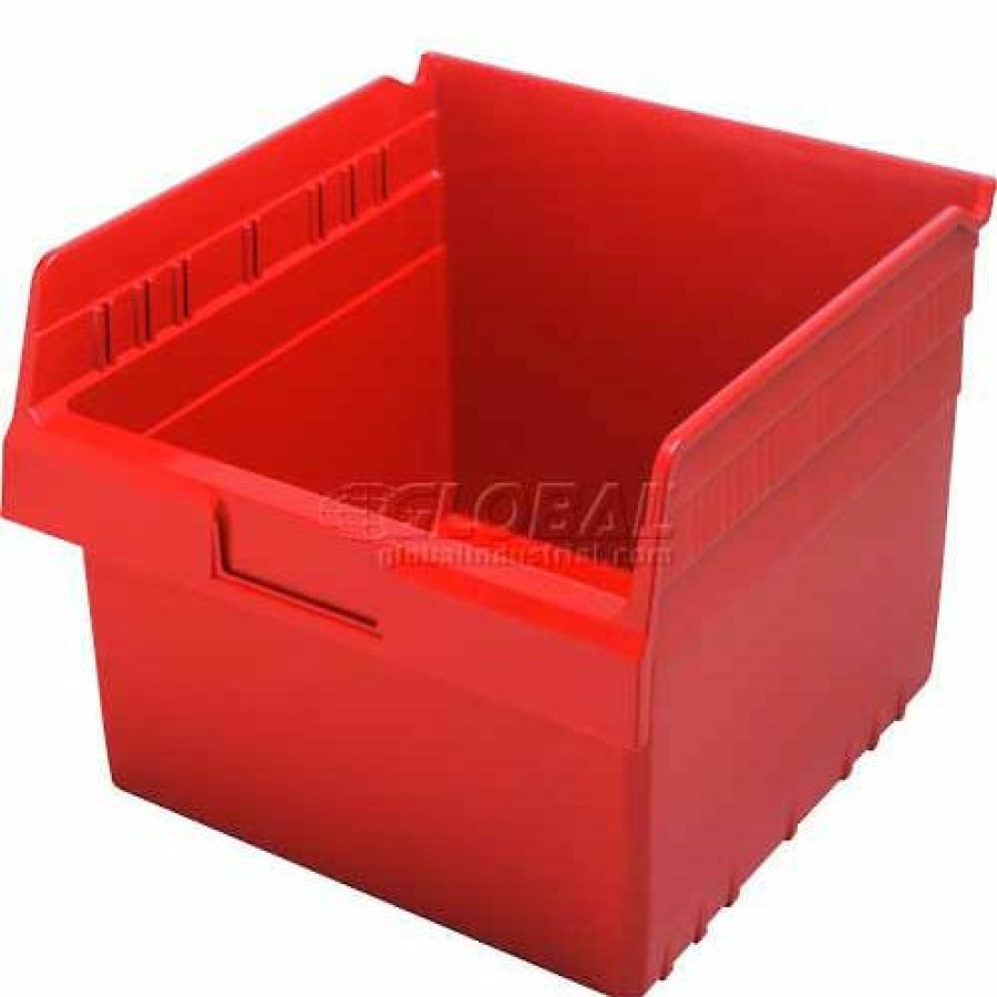 Containers & Organizers * | Plastic Nesting Storage Shelf Bin Qsb809 11-1/8"W X 11-5/8"D X 8"H Red Pkg Qty 8