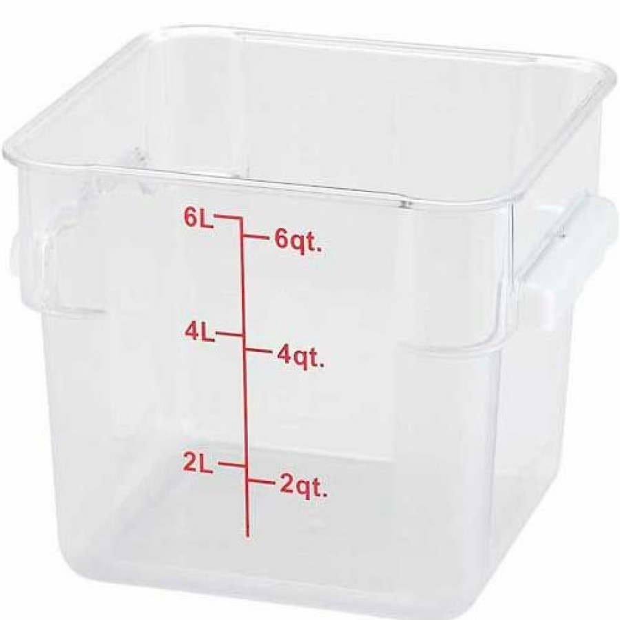 Containers & Organizers * | Winco Pcsc-6C Square Storage Container, 6 Qt, Clear, Polycarbonate Pkg Qty 12