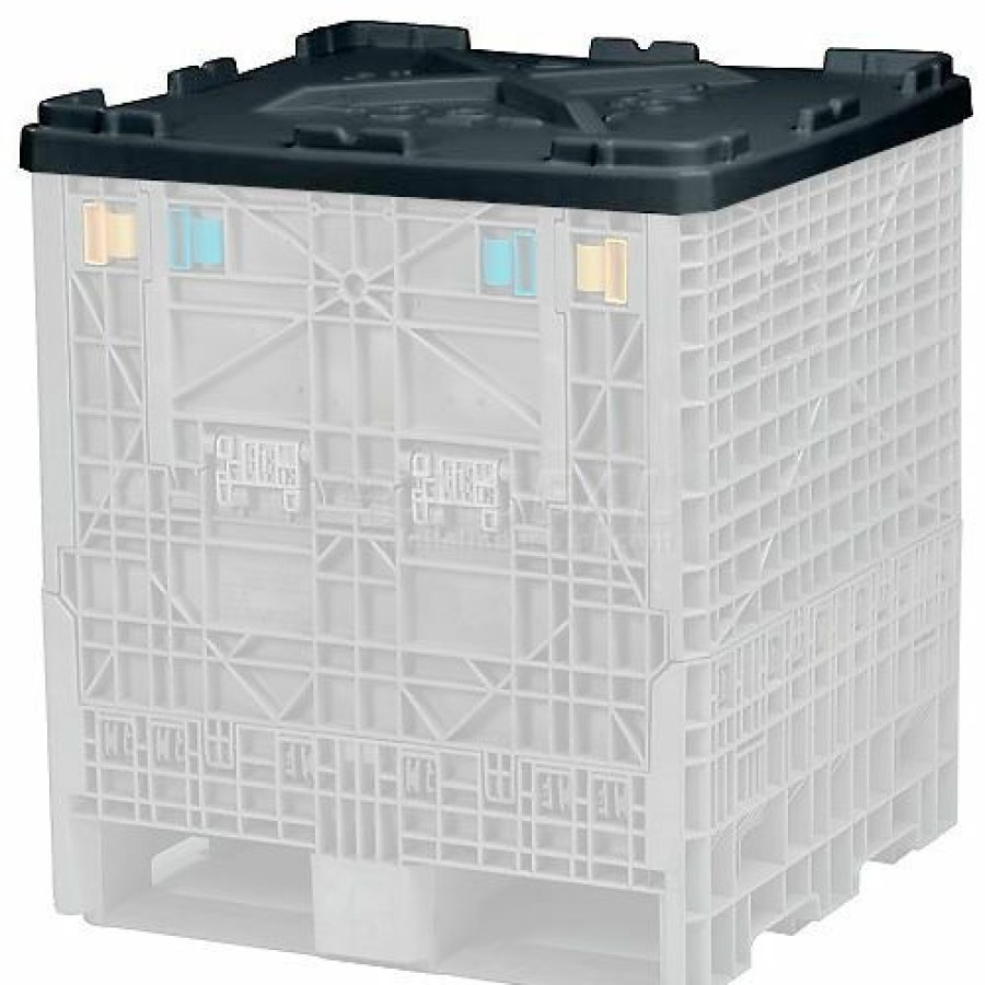 Liquid Storage Tanks * | Monoflo Folding Bulk Shipping Container Lid Bc3230Lid 32"L X 30"W Black