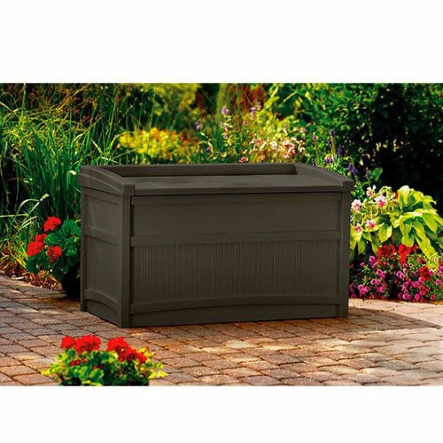 Containers & Organizers * | Suncast Db5500J Outdoor Storage Deck Box With Seat 50 Gallon 41"L X 21"W X 23-1/4"H Java