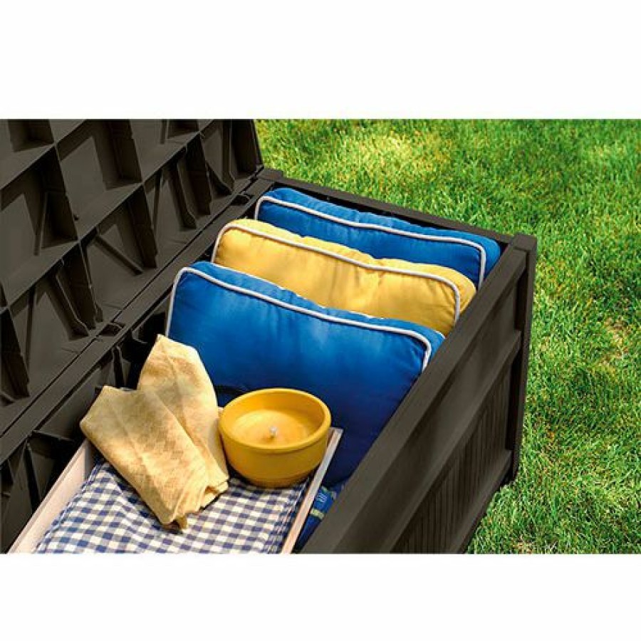 Containers & Organizers * | Suncast Db5500J Outdoor Storage Deck Box With Seat 50 Gallon 41"L X 21"W X 23-1/4"H Java